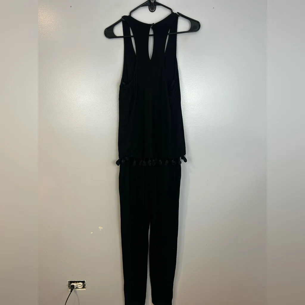 Trina Turk Tajo Black Tassle Sleeveless Jumpsuit Size Small - Image 7