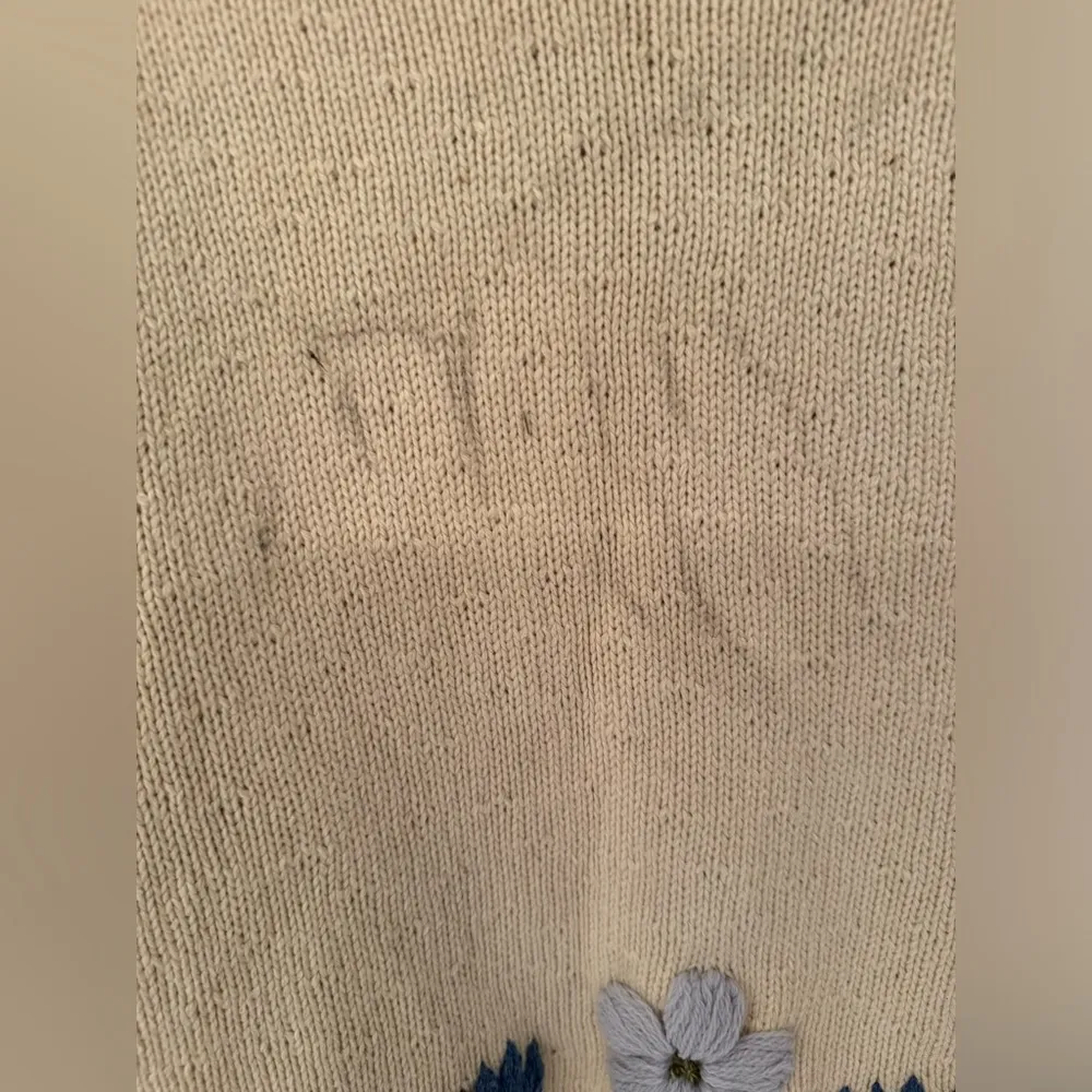 REDONE 50S EMBROIDERED COTTON-BLEND SWEATER IN VINTAGE IVORY Size Small - Image 11