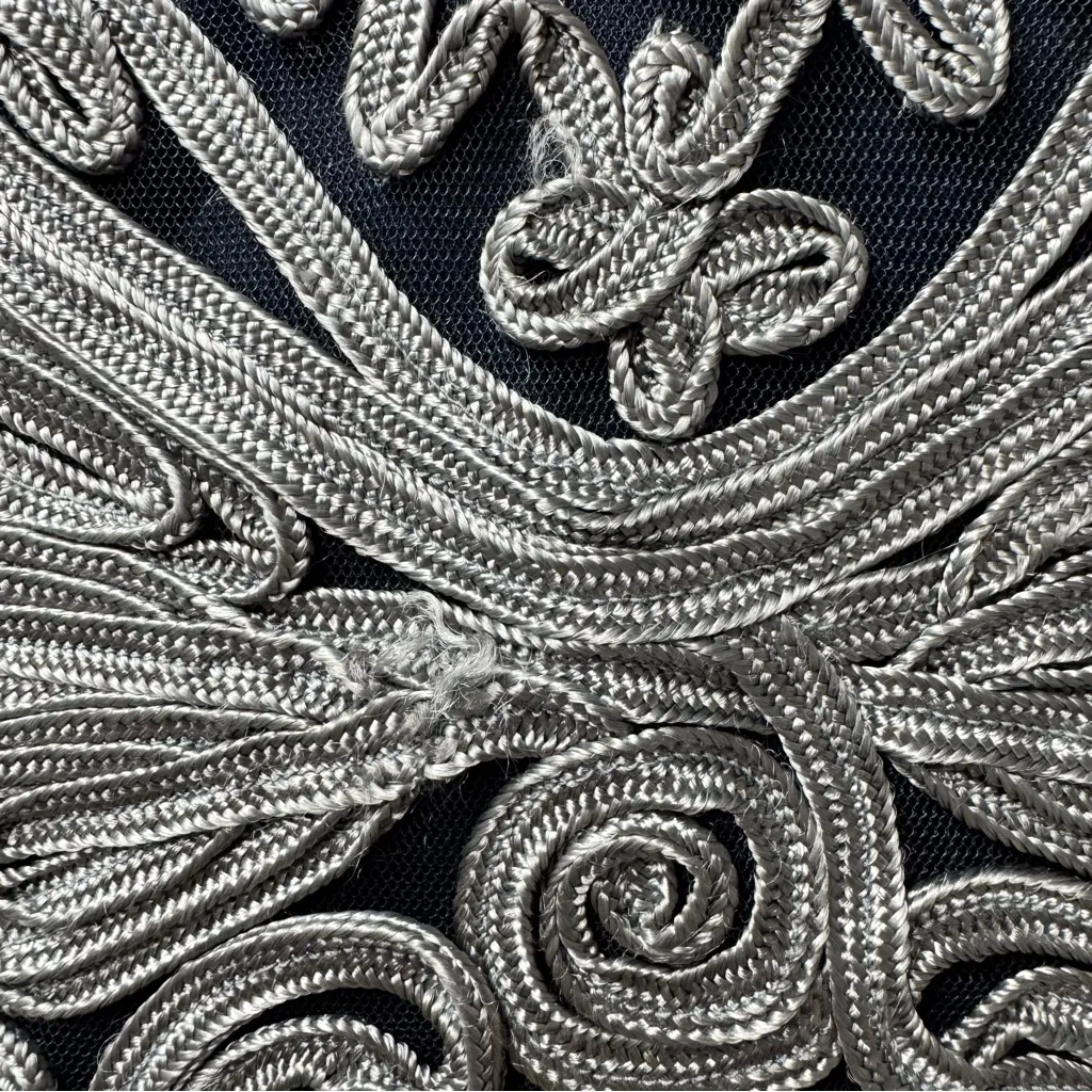 JS Collections Embroidered Mesh Short Sleeve Cocktail Dress Blue Gray 6 - Image 11