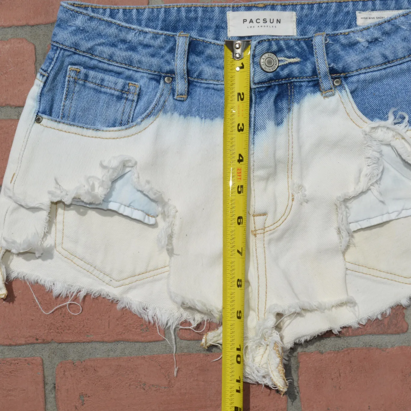 High Rise Distressed Denim Shorts Size 25 - Image 7