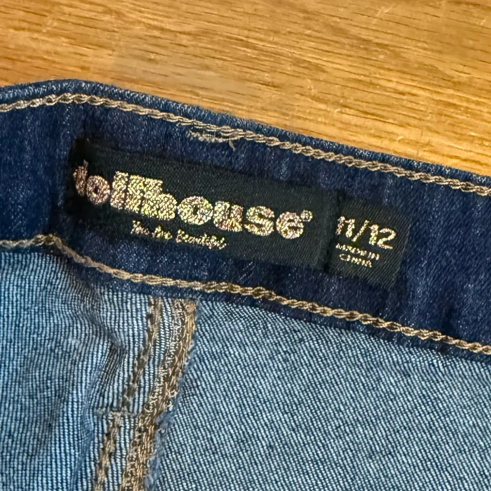 Dollhouse Junior 11 12 Dark Blue Jean Shorts Denim Button Fly Rolled Hem Country - Image 7