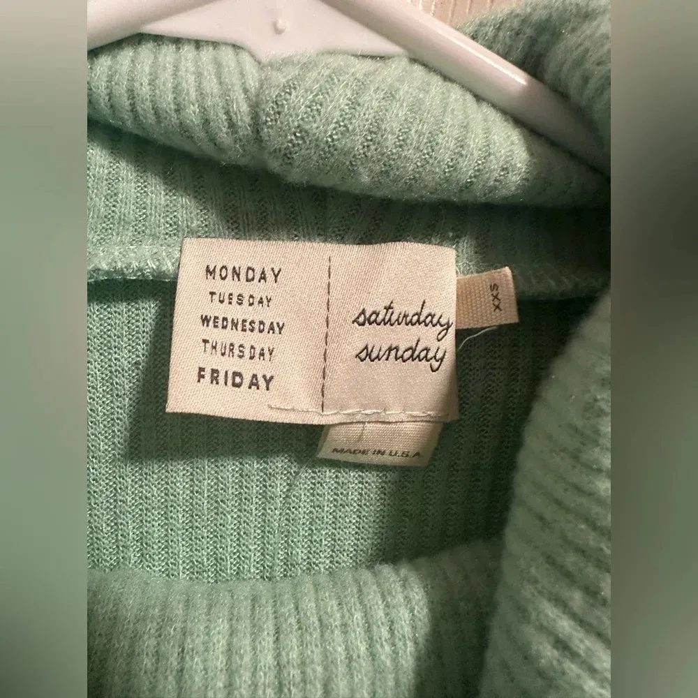 Saturday Sunday NWT seafoam green cowl drawstring sz XXS, 19” p2p - Image 2