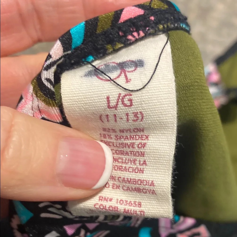 Black One Piece Swimsuit with Geometric Print Detail - Image 3