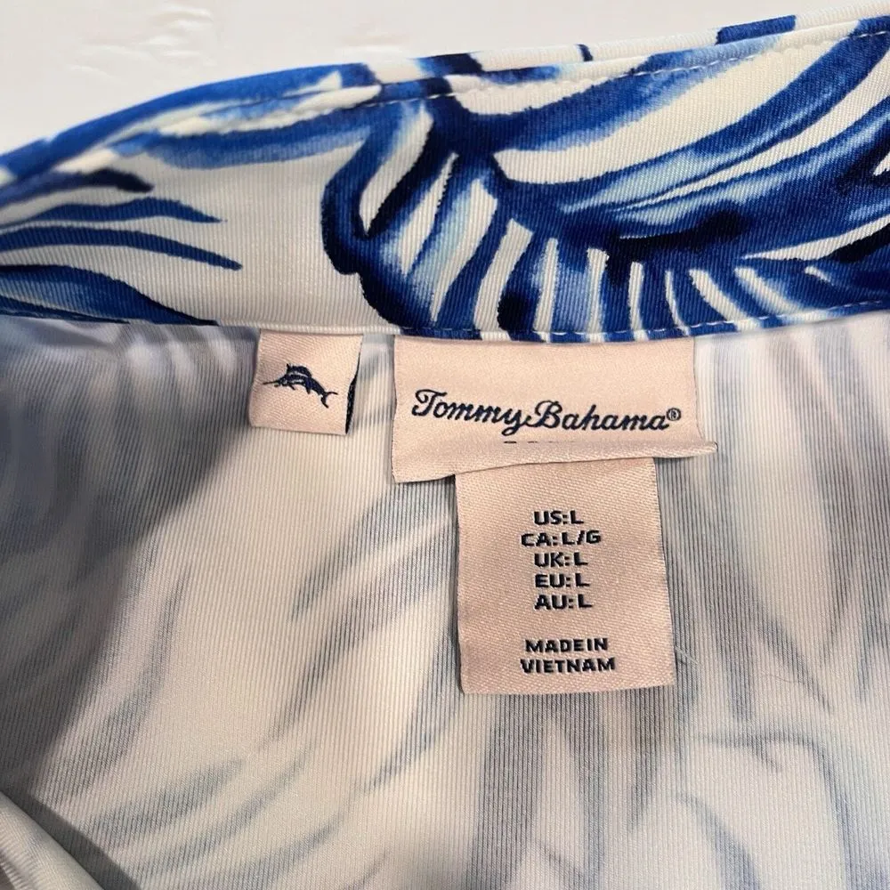 Tommy Bahama Blue Palm Leaf‎ 1/4 Zip UPF50 Active Dress LARGE Athleisure - Image 10