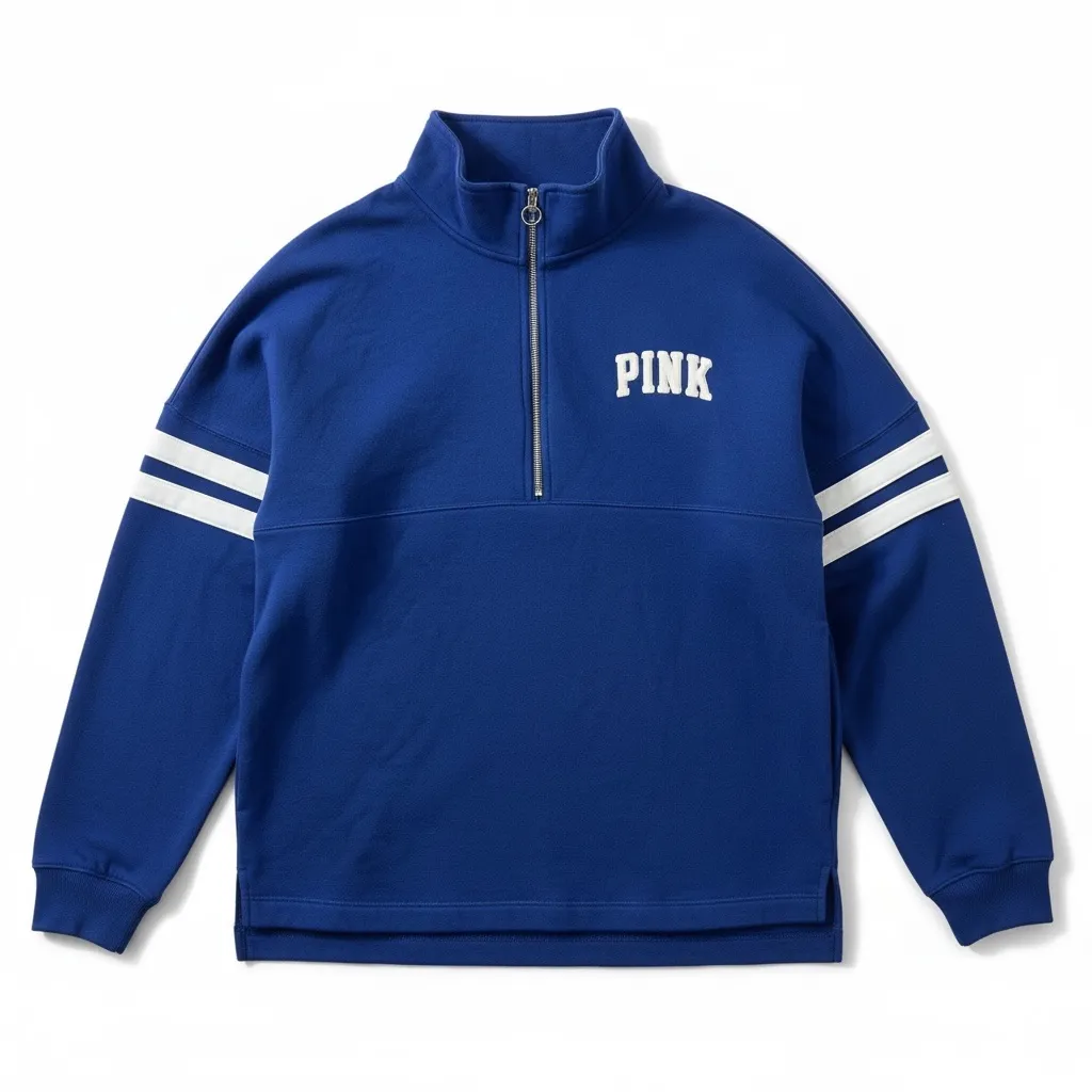 Victoria's Secret PINK Fleece Oversized Quarter-Zip Sweatshirt in Ensign Blue - Image 2