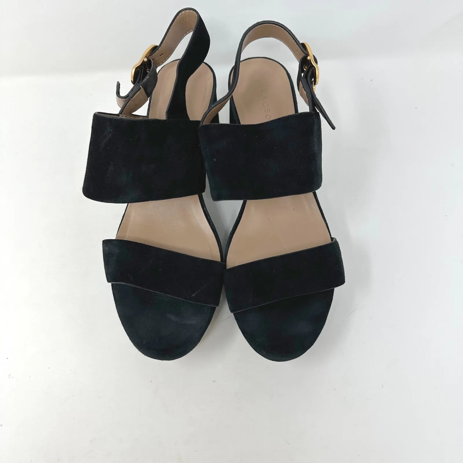 Aerosoles Camera Platform Sandal Black Faux Suede Size 9 - Image 3