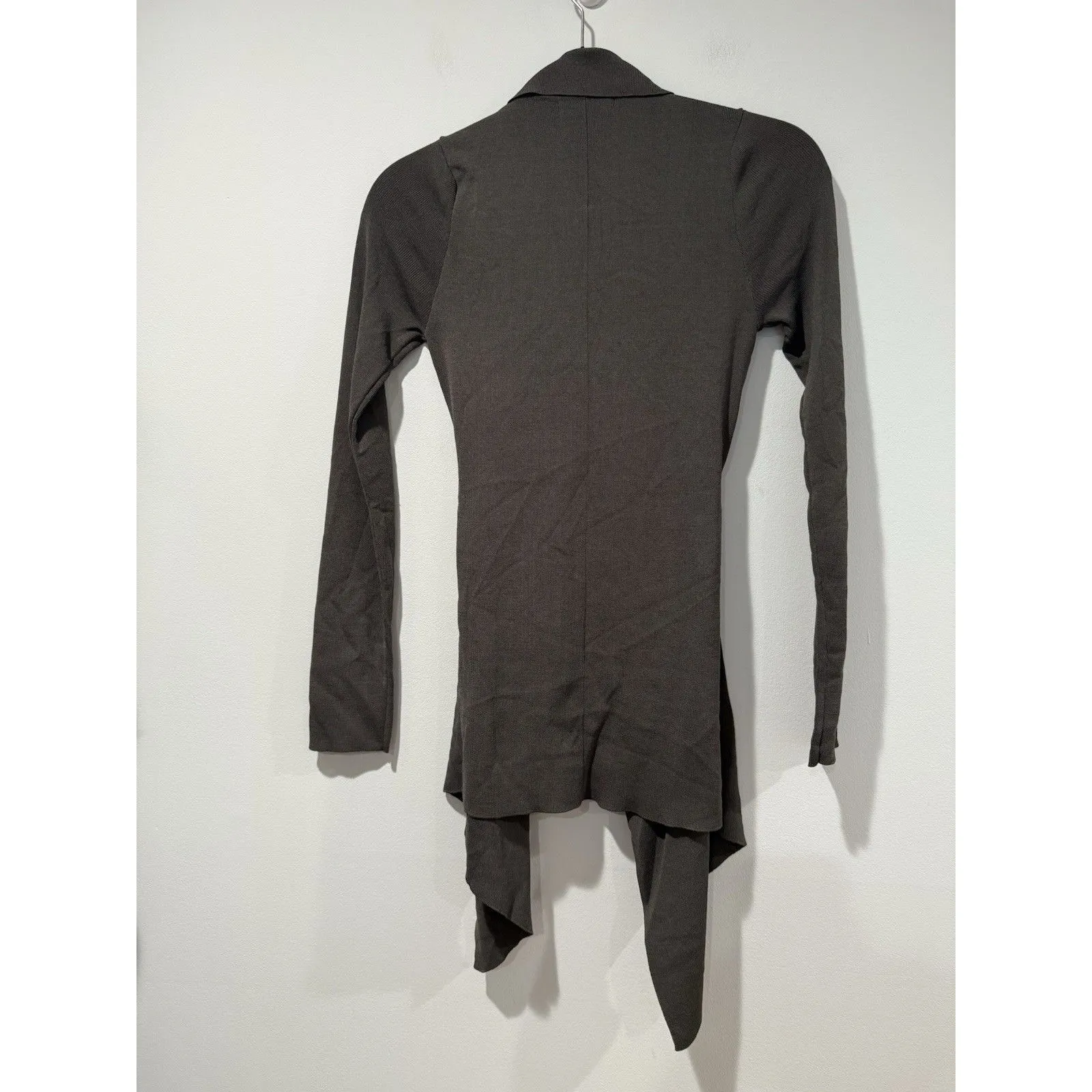 Soon Tie Cardigan Women XS Green Knit Stretch Travel Minimalist Quiet Luxury - Image 2