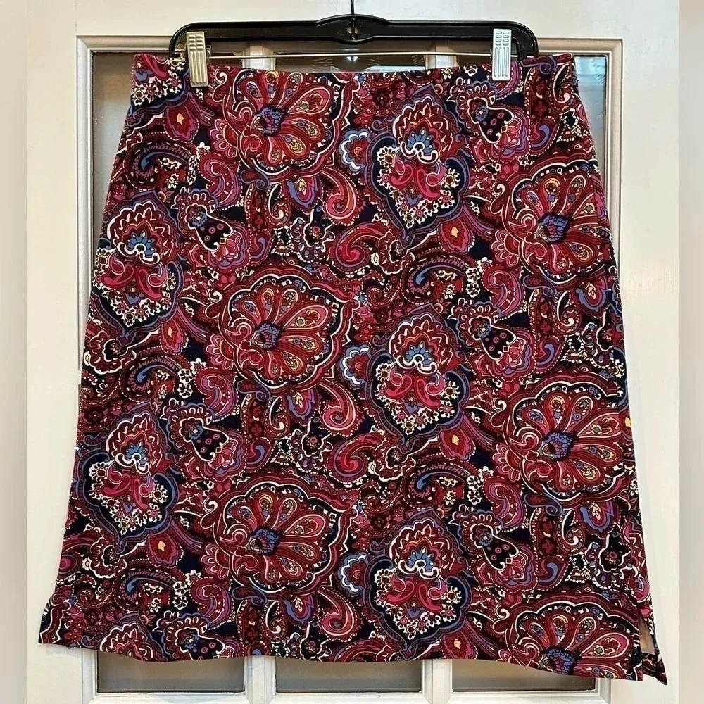 Talbots | Bright Colorful Bohemian Print Pencil Skirt Size Medium M - Image 9
