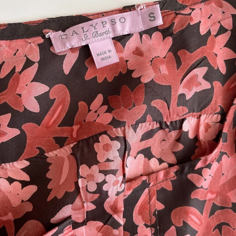 Calypso St. Barth 100% silk floral print blouse S - Image 5