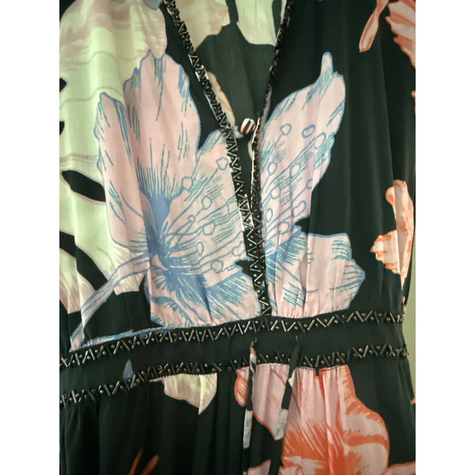 Rapsodia + Maaji Midnight Blossoms Beaded Maxi Dress Size Medium - Image 9