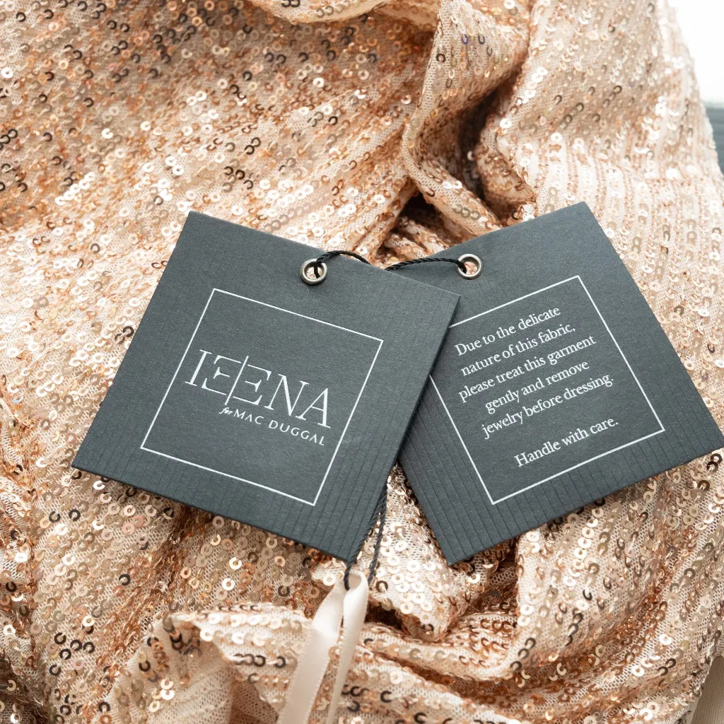 Ieena for Mac Duggal - Sequin Knotted Long Sleeve Midi Dress - Image 9