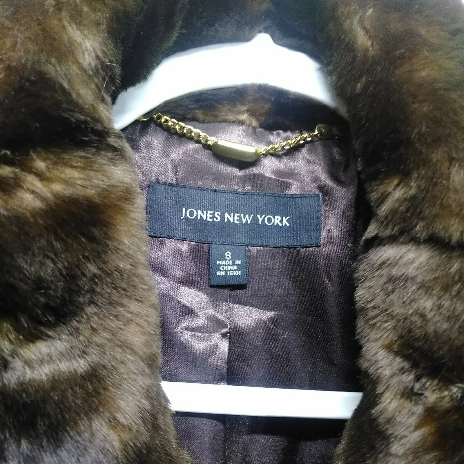 Jones New York Womens Heavy Faux Fur Elegant Coat Jacket Size Small NEW - Image 3