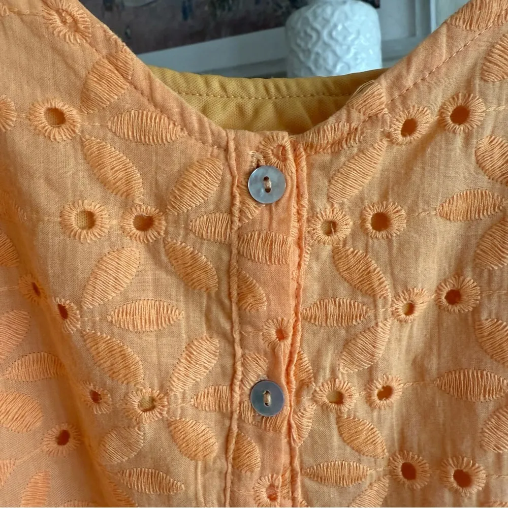 Eyelet Cottagecore Orange Tie Lined Babydoll Summer Cotton Flowy Mini Dress Boho - Image 10