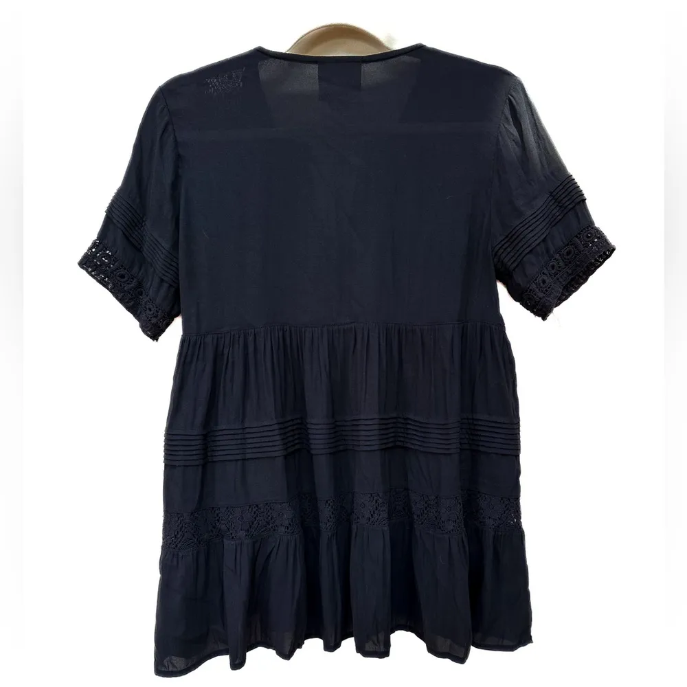 Anthropologie Tiered Lace Tunic By Maeve Black Shirt Blouse - Image 5