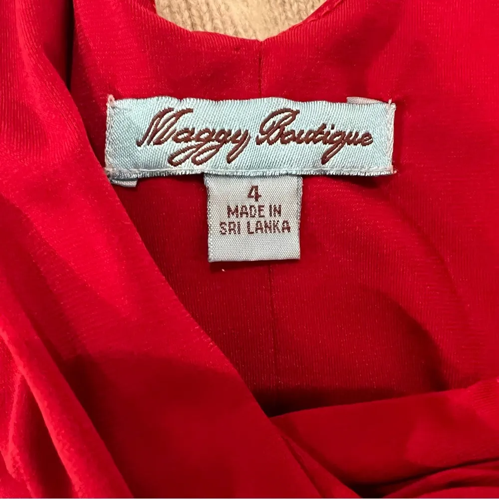 Red VNeck Mini Cocktail Dress Size 4 - Image 8