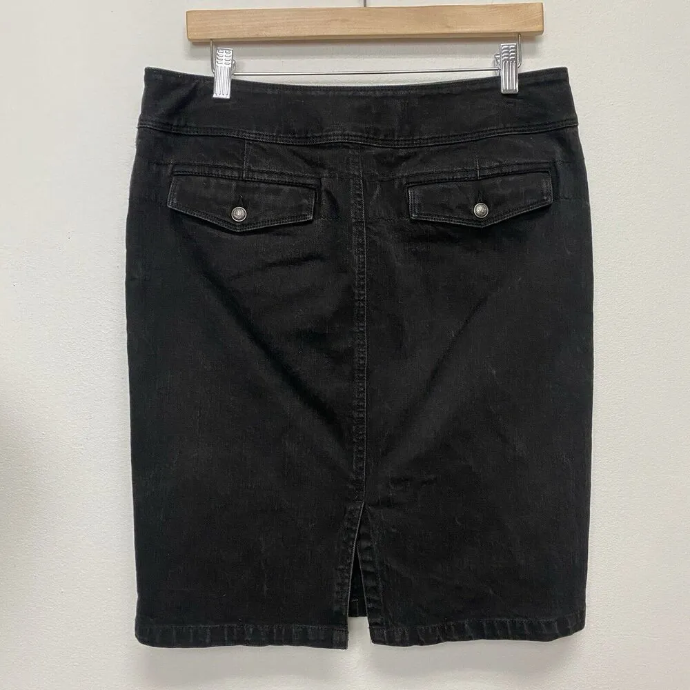 Vintage 90's Ralph Lauren Size 8 Jeans Co Denim Jean ALine Knee Gray Skirt Y2K - Image 2