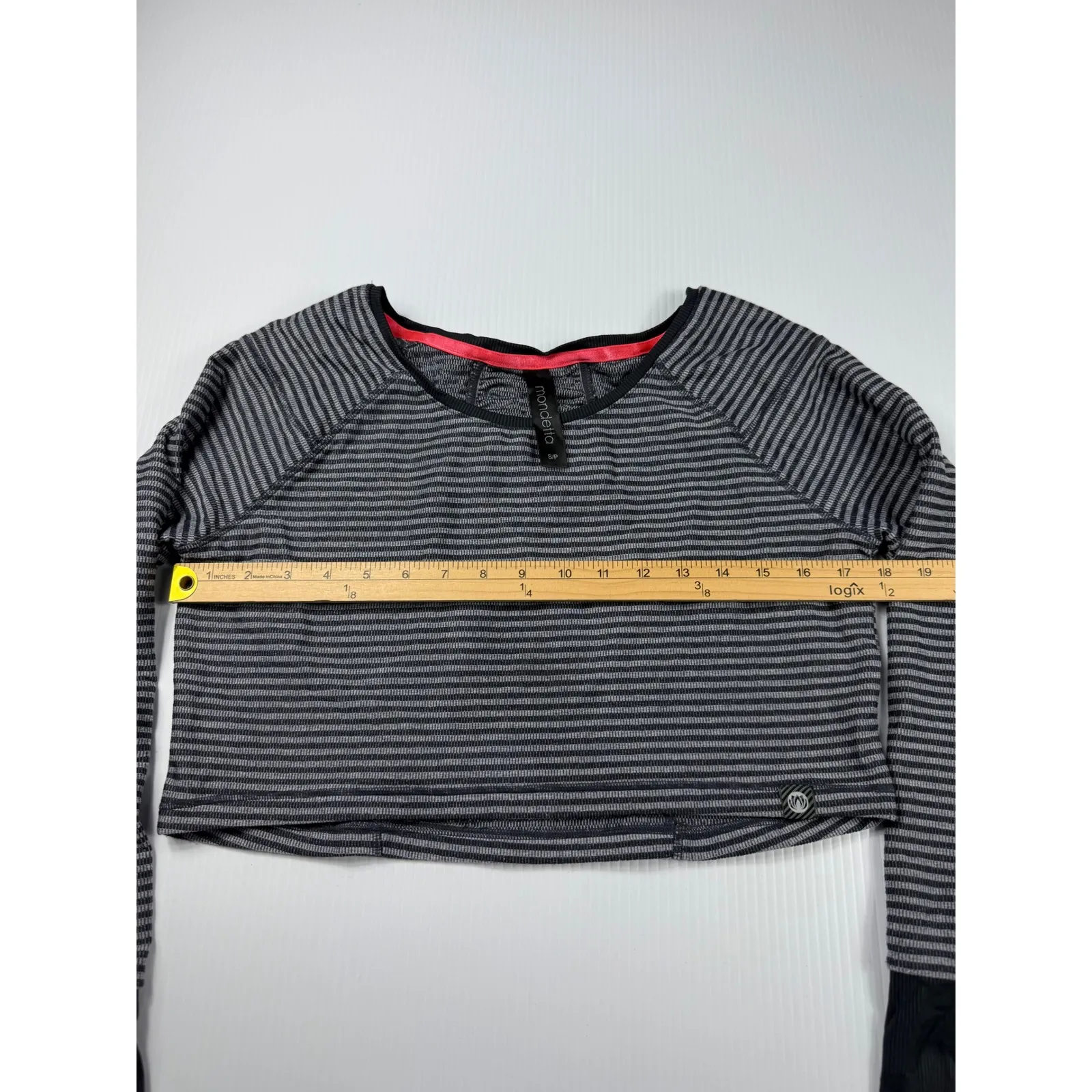 Mondetta Striped Cropped Long Sleeve‎ Top Athletic Pullover S - Image 3