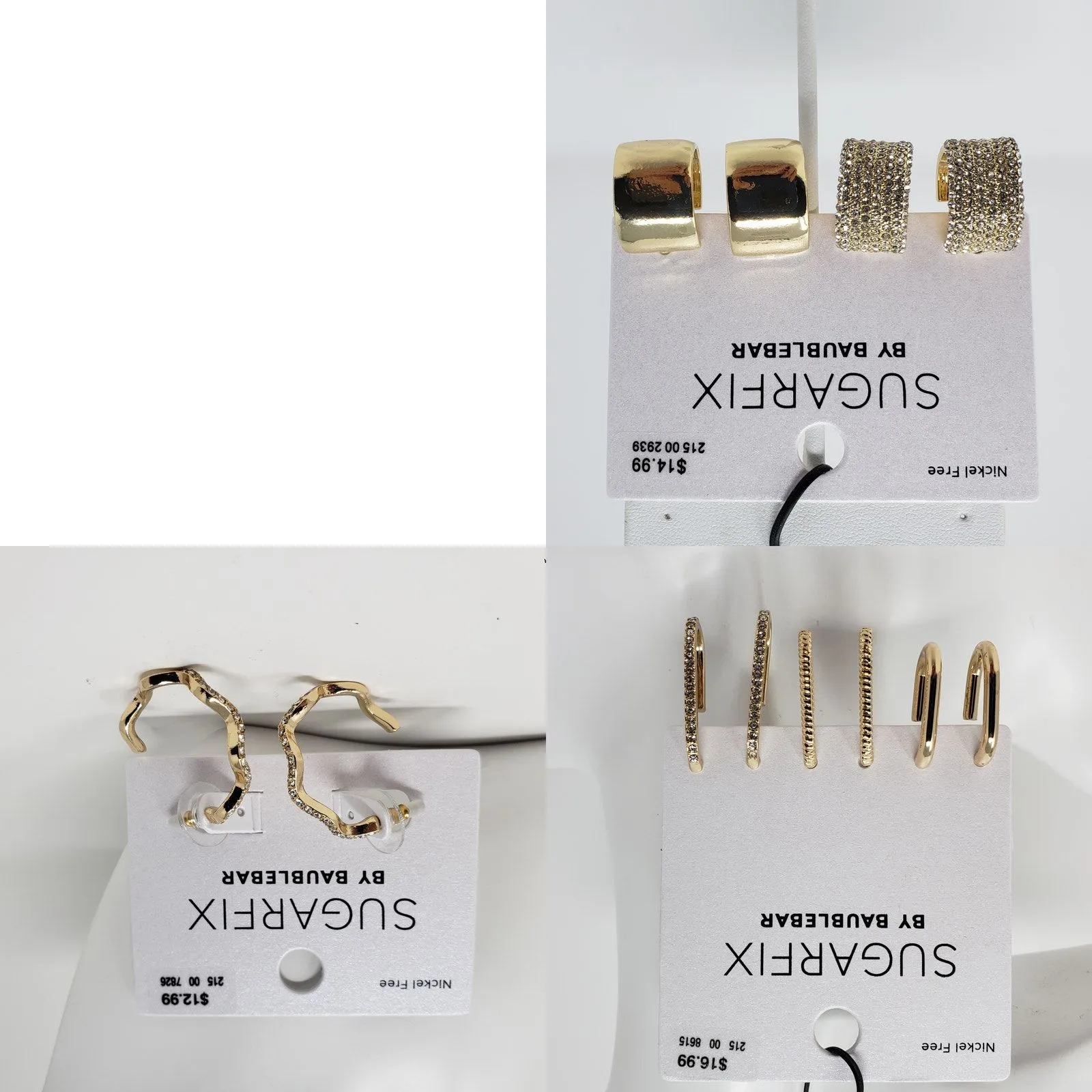 NWT Sugarfix by Baublebar Lot of 6 Gold-Tone Earrings Women's Hoop Cuff - Image 2