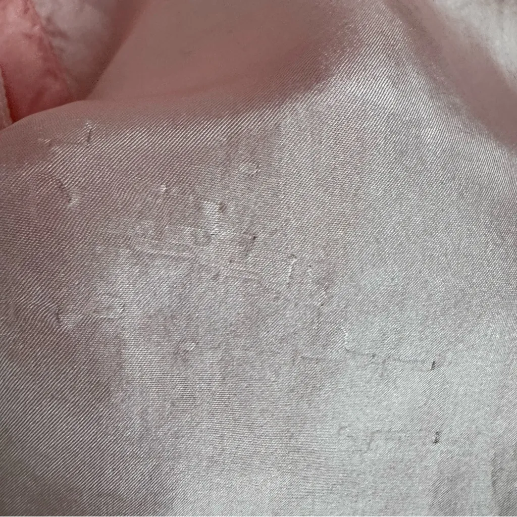 Vintage 100% Silk Blouse Button Down Light Pink Sz Medium 90's Shoulder‎ Pads - Image 10