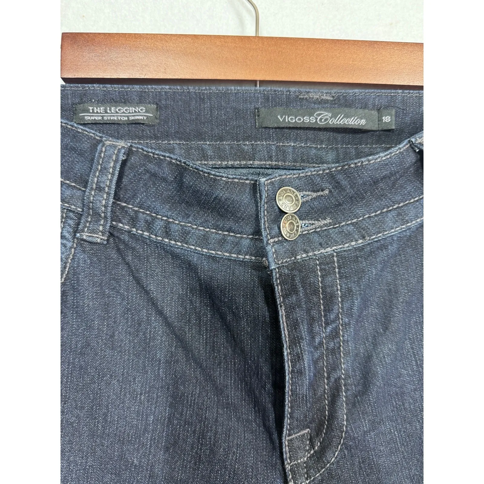 Vigoss Collection Dark Wash Skinny Jeans Size 18 Super Stretch High Rise Legging - Image 2