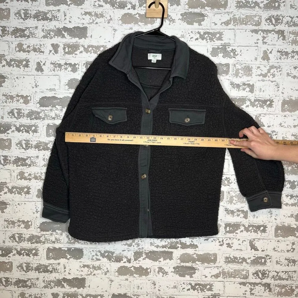 Aerie | women black sherpa button down jacket - Image 5