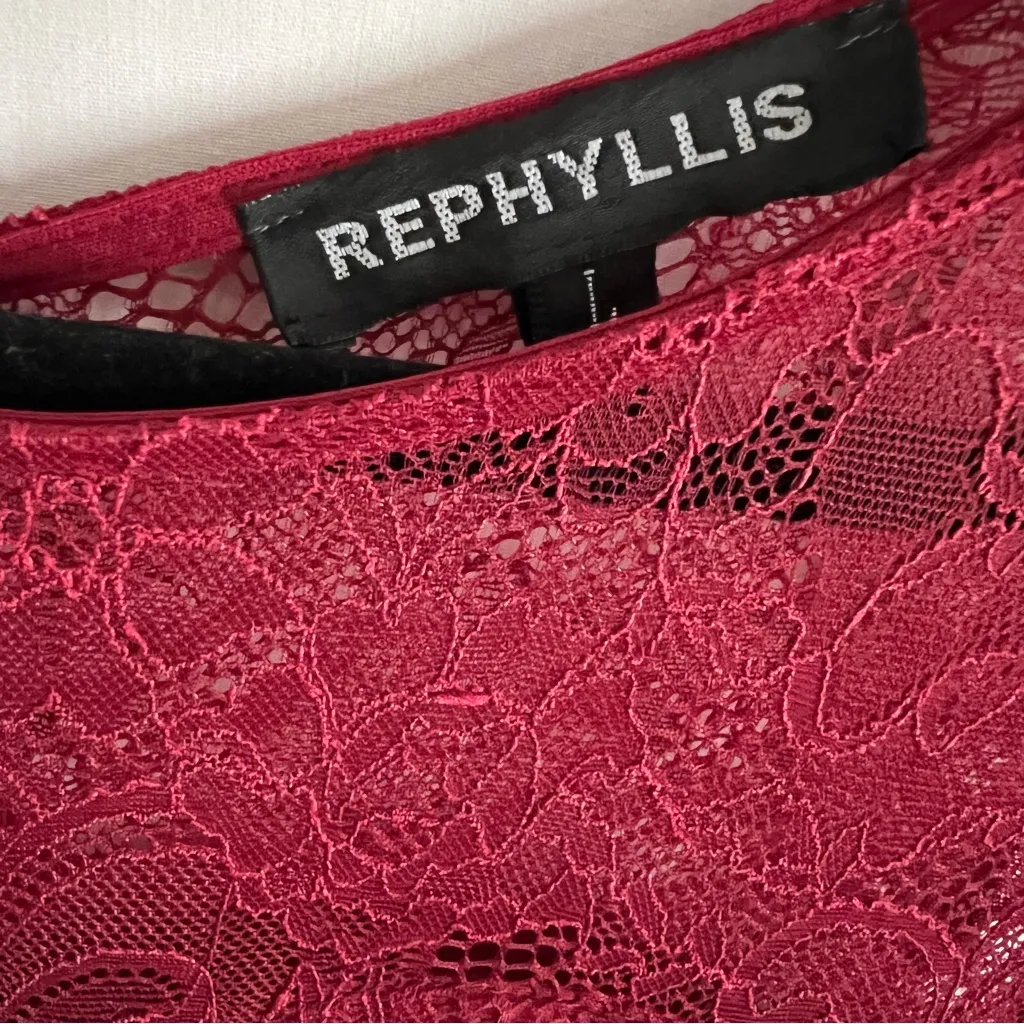 Rephyllis Elegant Red Formal Lace Maxi Dress Size L - Image 5