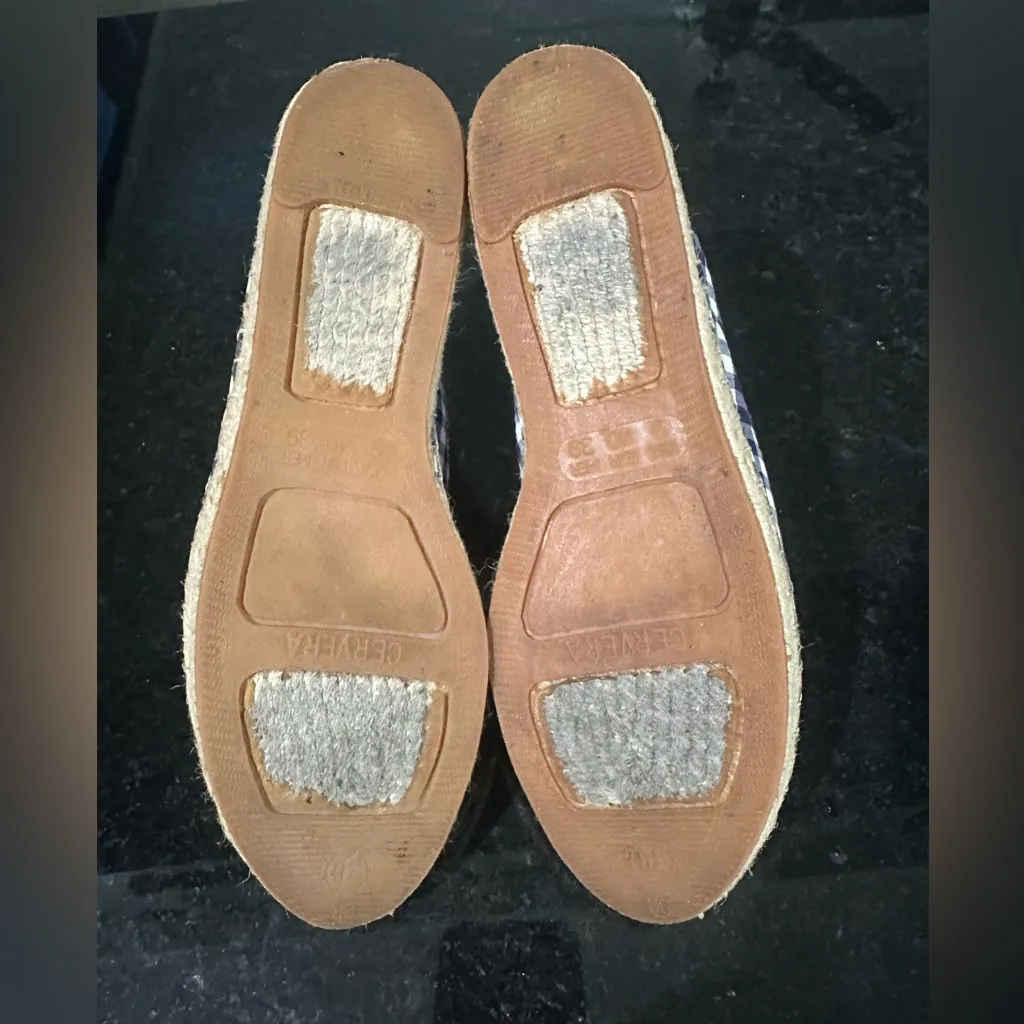 Blue & White Gingham Espadrilles Sz 38 fits like an 8 Cottagecore country preppy - Image 5