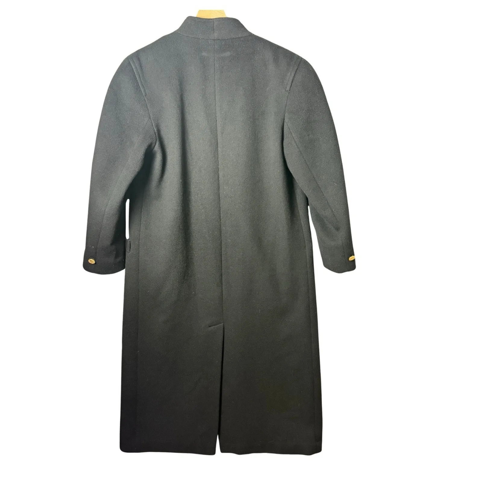 Vintage Braefair Womens Full Length Black Cashmere Blend Trench Coat Union Made Size 8 - Image 2