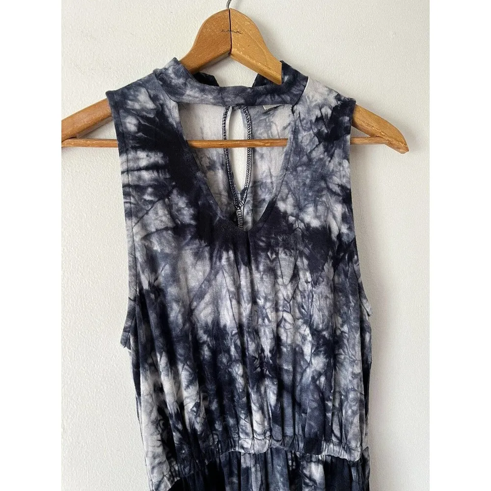 Ginger G Blue Tie Dye Sleeveless Boho Romper Size Medium - Image 3