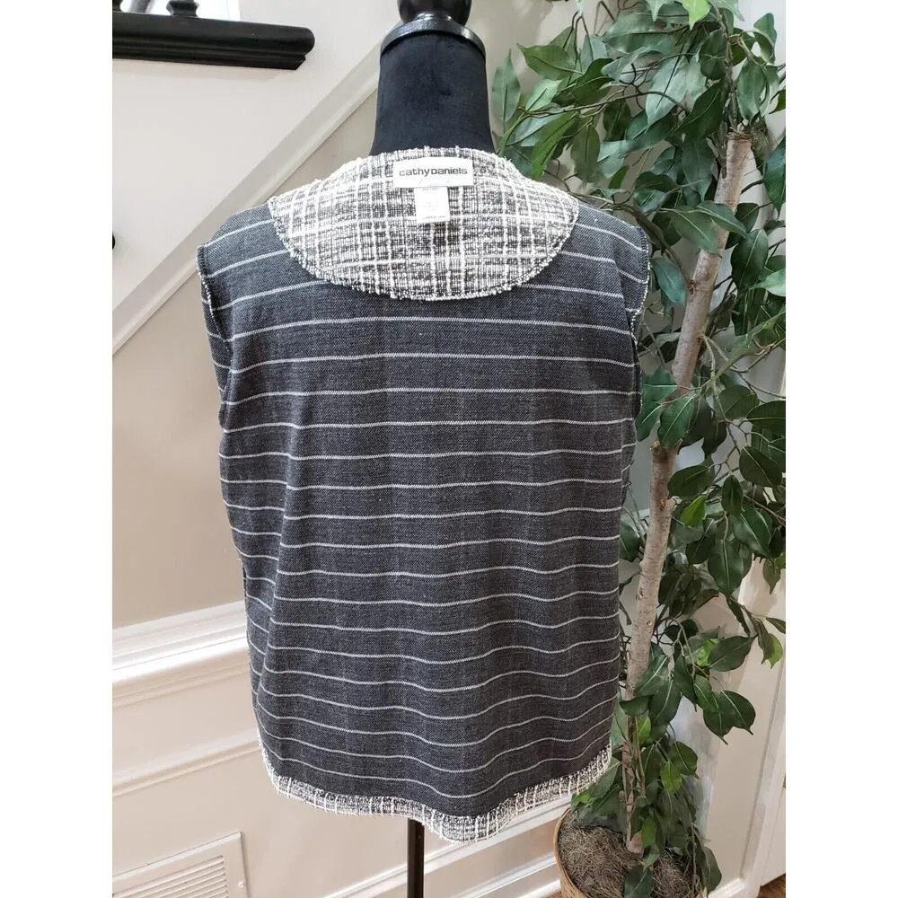 Cathy Daniels Women's Gray Cotton Long Sleeve Full Zip Blazer Jacket Size Large - Image 8