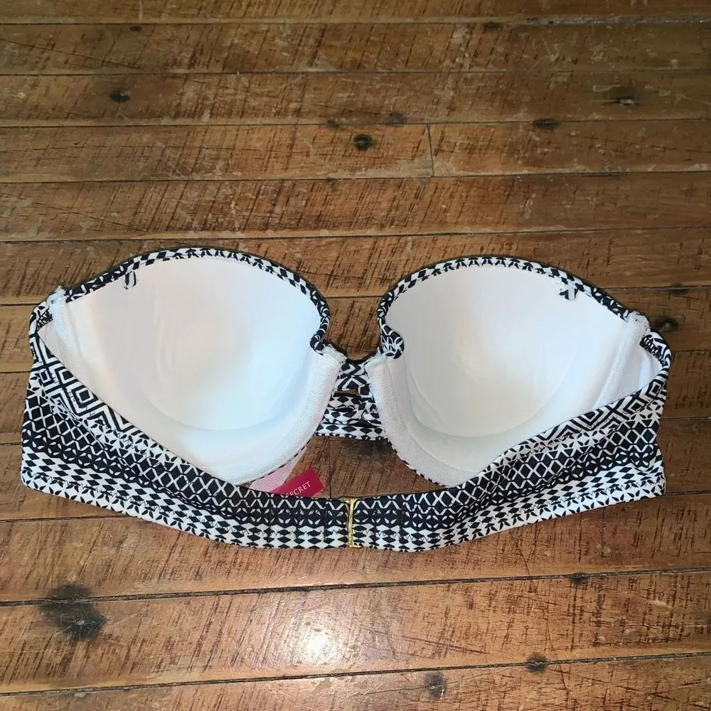 Victoria’s Secret monochrome Aztec 34B strapless bikini top - Image 2