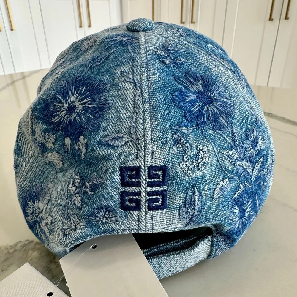 Givenchy  Denim Embroidered Baseball Hat - Image 4