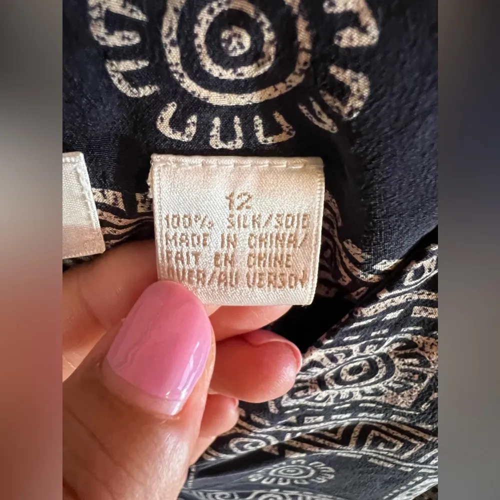 Dana Buchman 100% silk multicolored tunic top Stamped Lightweight blouse Size 12 - Image 12