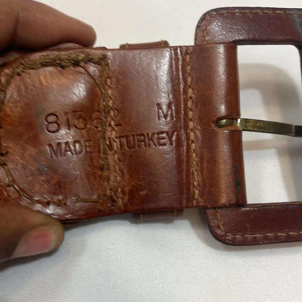 Brown leather woman’s belt made in Turkey size medium - Image 6