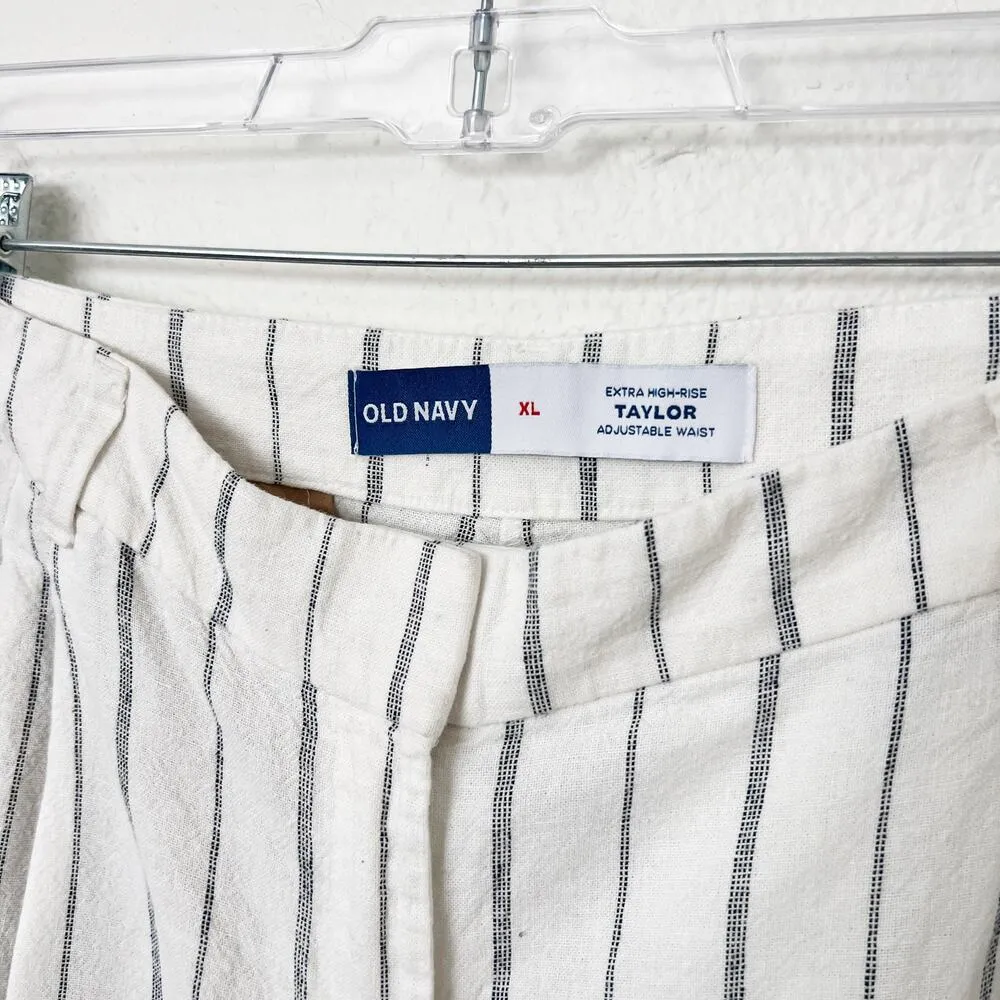 [Old Navy] Striped Navy White Linen Blend Extra High Rise Taylor Shorts Size XL - Image 12