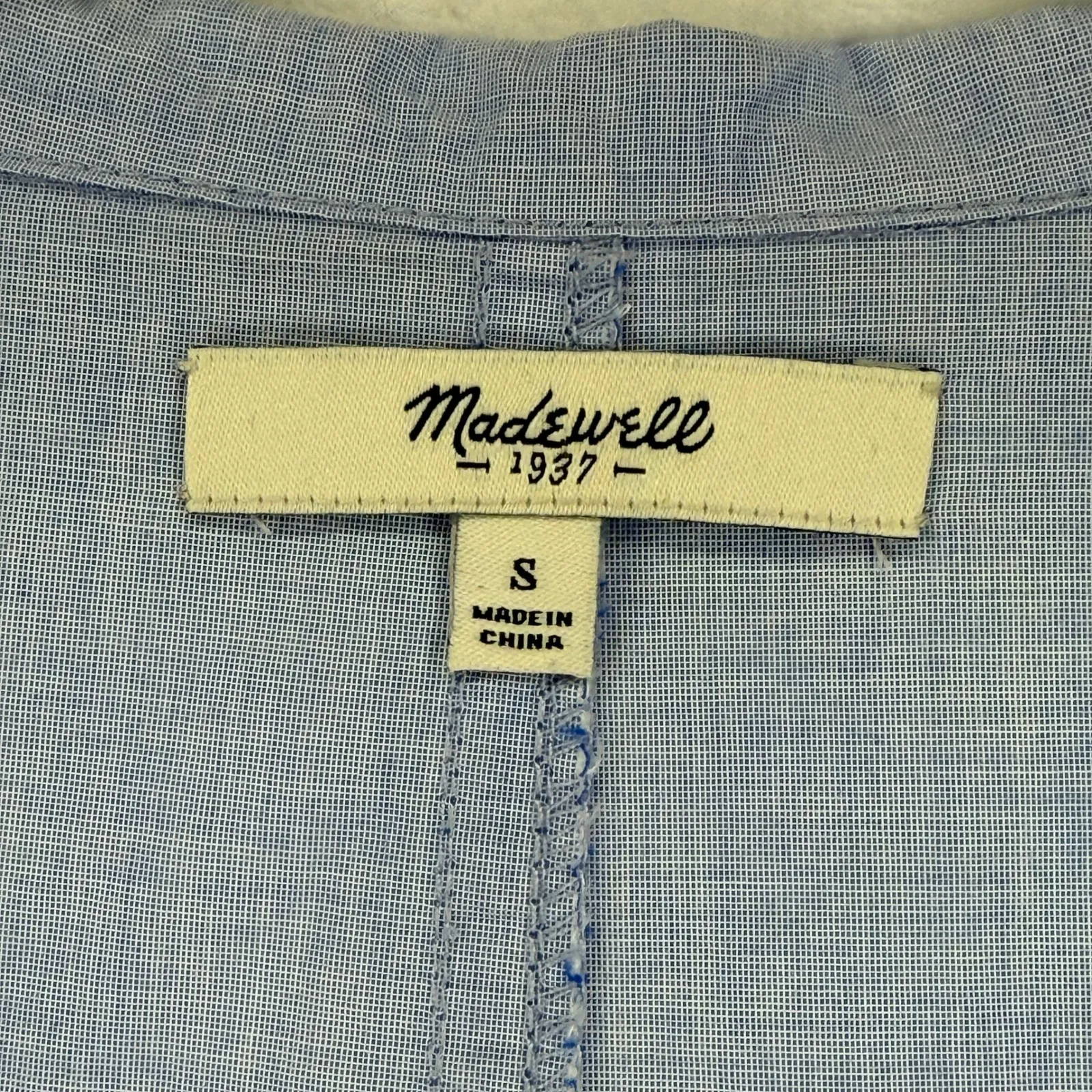 Madewell Womens Blue Cotton Shirt Dress Size S Short Sleeve Collared Casual - Image 4