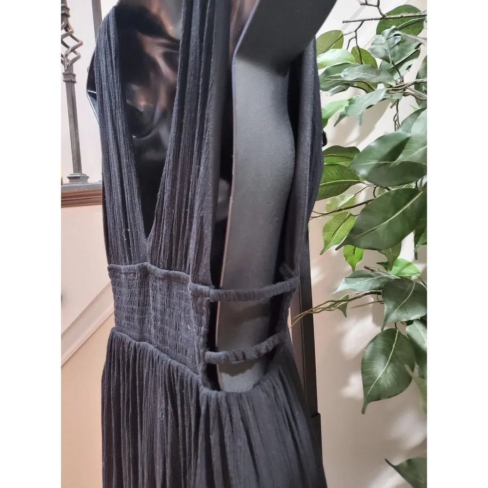 Forever 21 Women's Black Solid Open Side V-Neck Sleeveless Long Maxi Dress M - Image 6