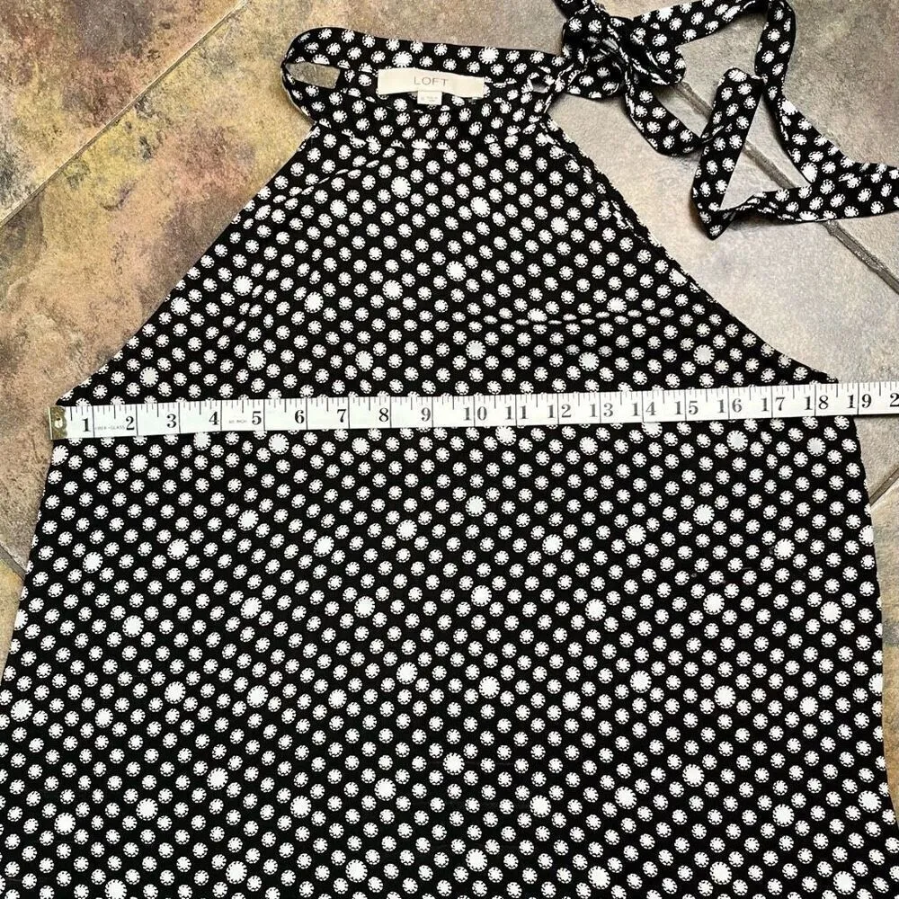 Loft Floral High Tie Neck Sleeveless Halter Blouse Medium - Image 6