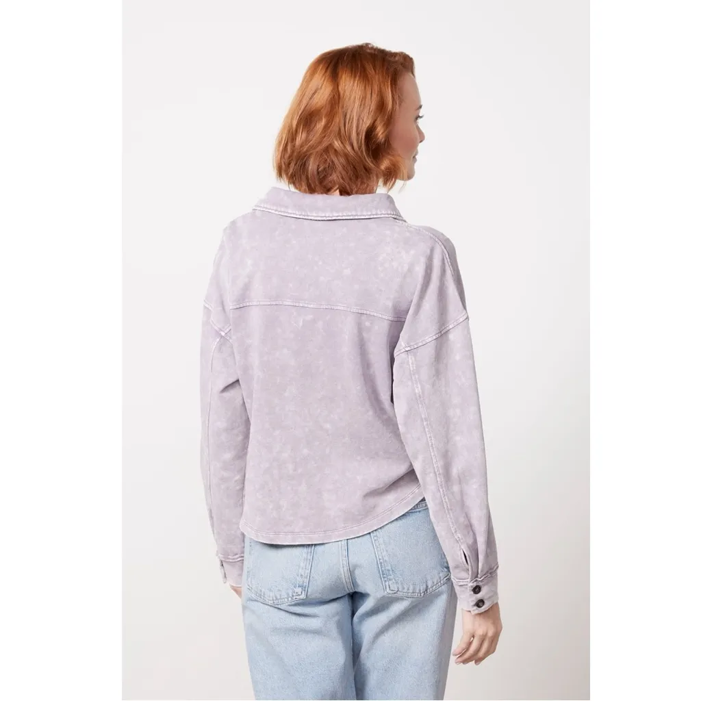 Evereve Ana Pocket Sweatshirt Grunge Lavender Grey Oversized Size Large Slouchy - Image 3