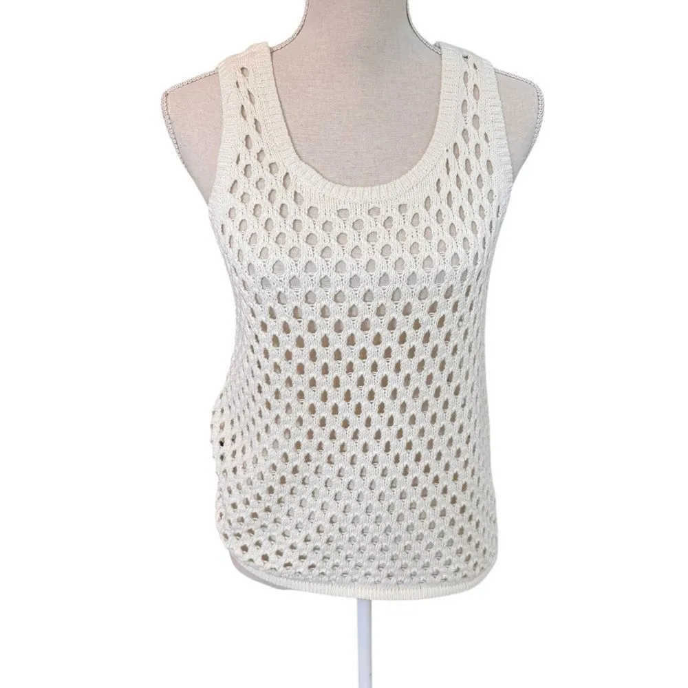 Madewell Open Stitch Sweater Tank Bright Ivory Small NWT - Image 2