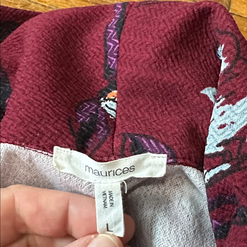 Maurice’s Maroon Open Front Floral Blazer, Large - Image 2