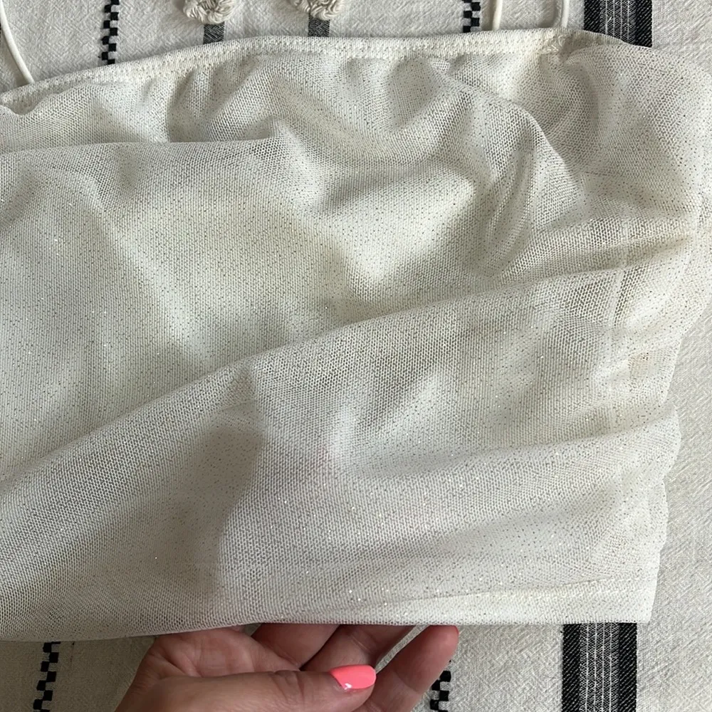 Olive tree • rouched glitter shimmer crop tank - Image 100