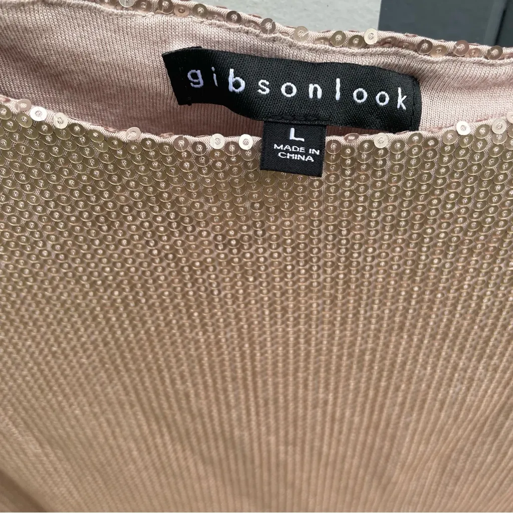 Gibsonlook‎ Sequined Party Top Tan Size L - Image 2