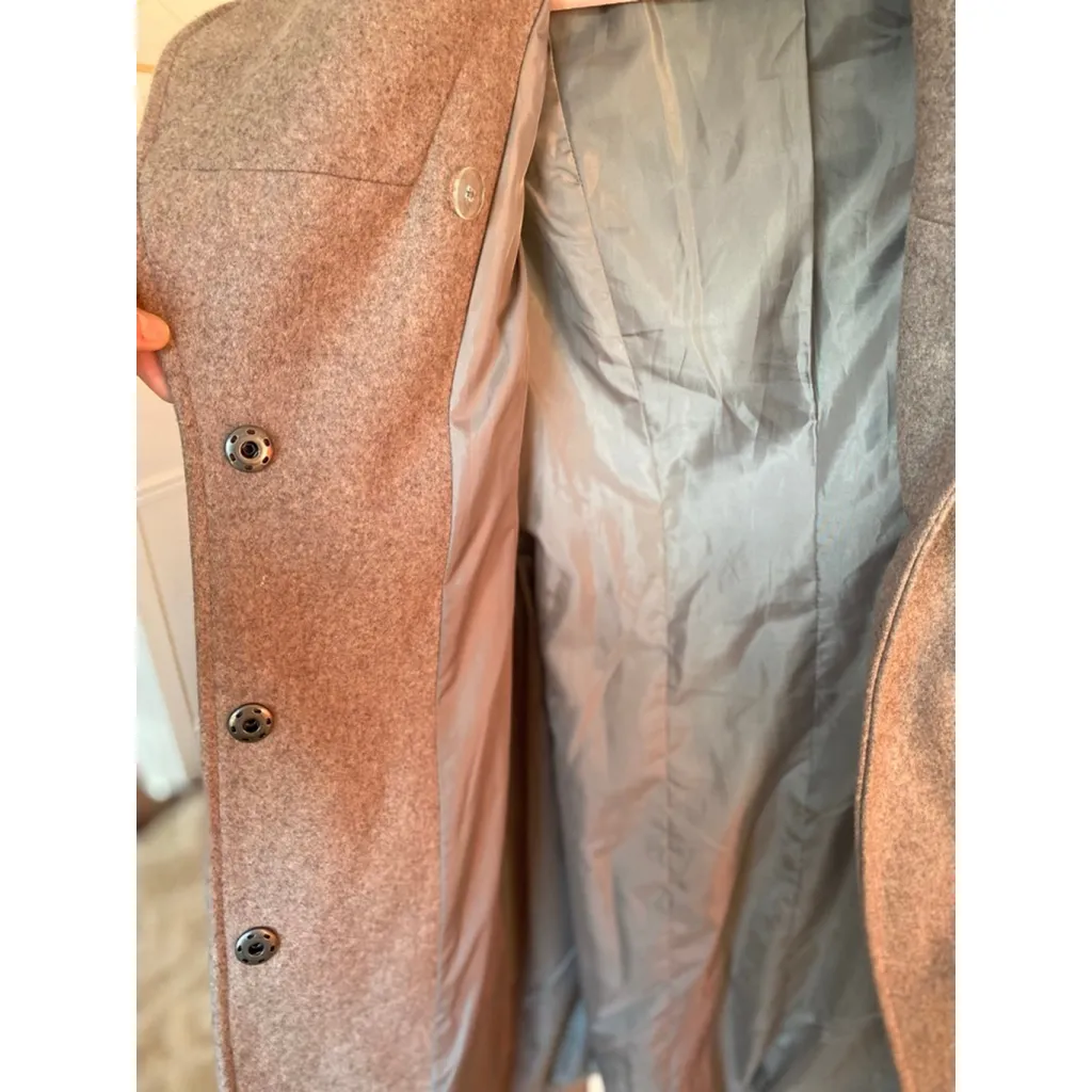 Merona Wool Wrap Coat Belt Gray Wide Collar S Parisian Scandi Preppy Old Money - Image 5