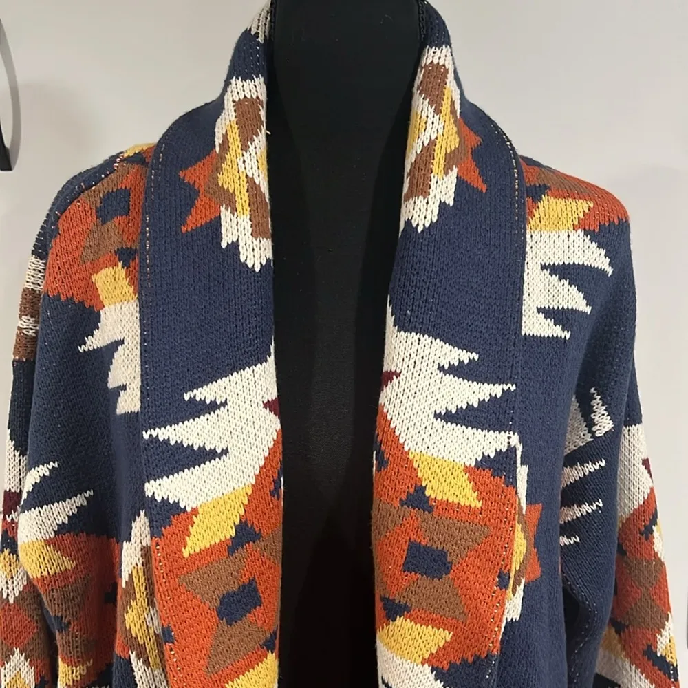 Lucky Brand Aztec print knitted cotton cardigan. Size L‎ - Image 3