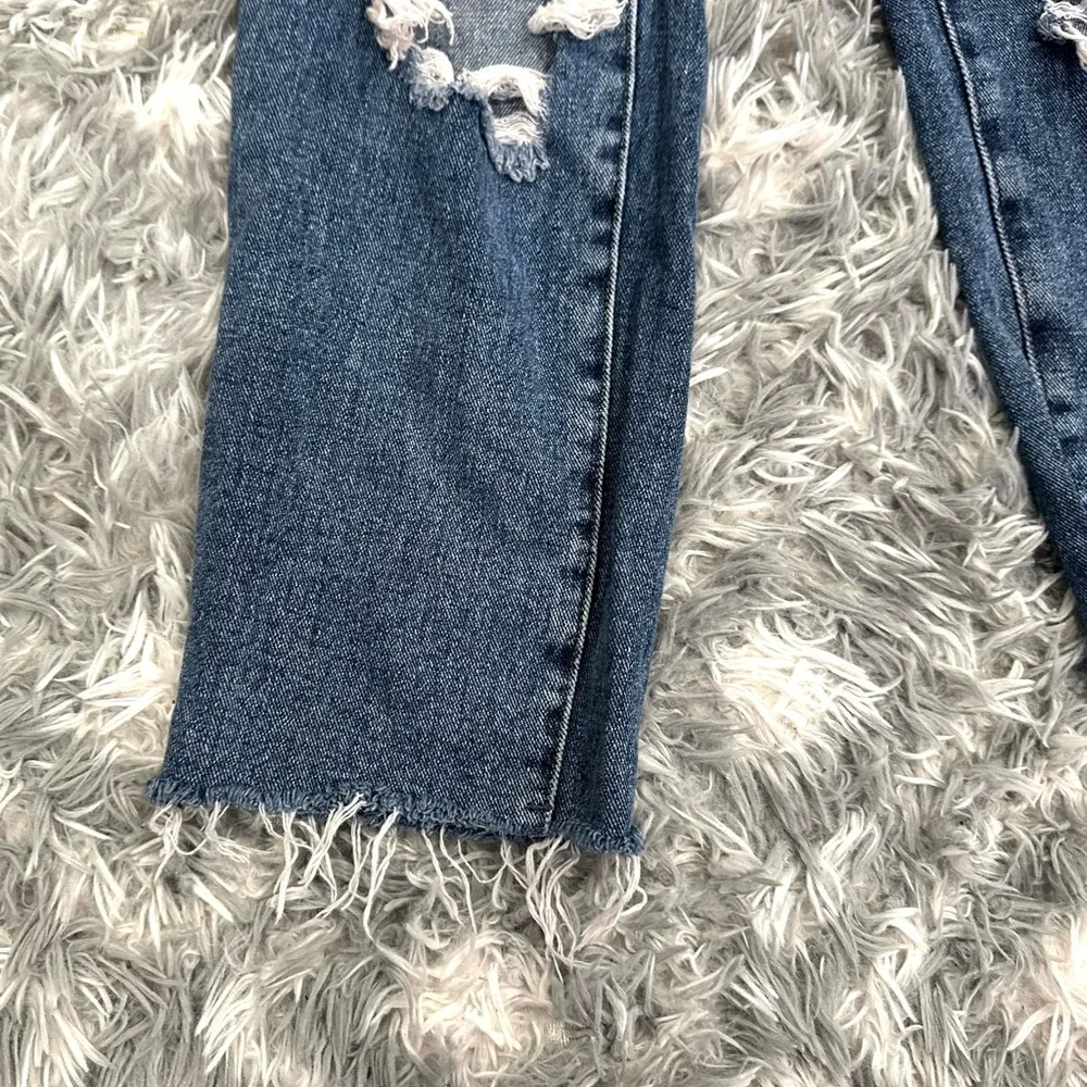 PacSun Medium Blue Distressed High Waisted Straight Leg Jeans - Image 6