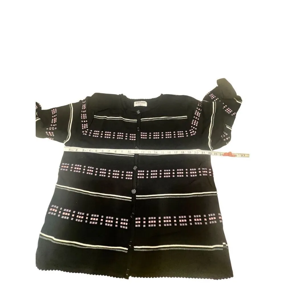 Alfred Dunner Cardigan Sweater  Black/Purple/Pink Sz L NWOT - Image 5