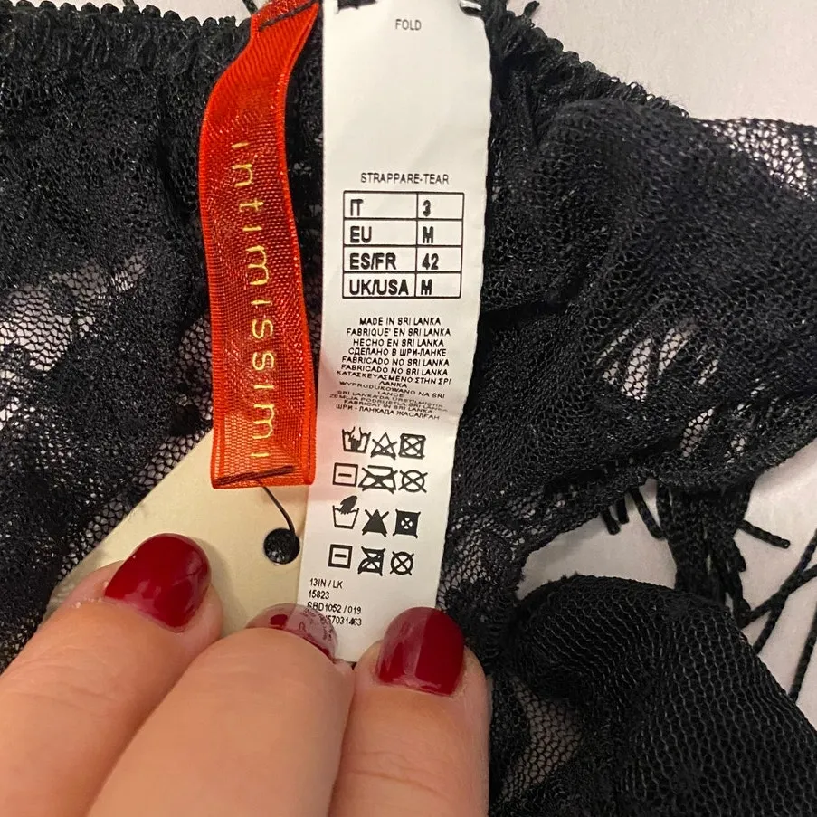 NWT Intimissimi lace babydoll set with matching panties & garter belt black sz M Size M - Image 12