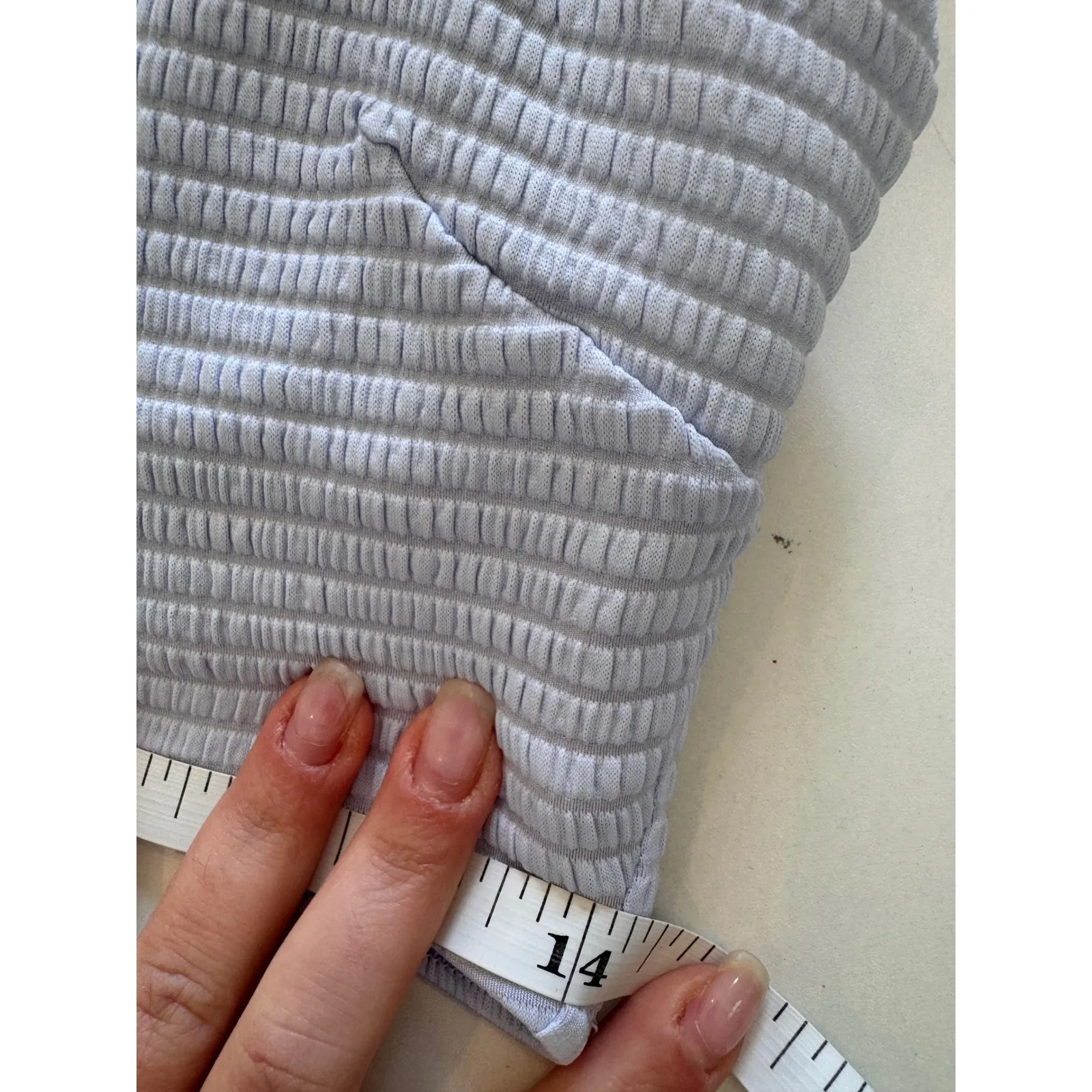 Lululemon Smocked Textured‎ Swim Top Womens Lavender Purple Square Neck Size 8 - Image 5