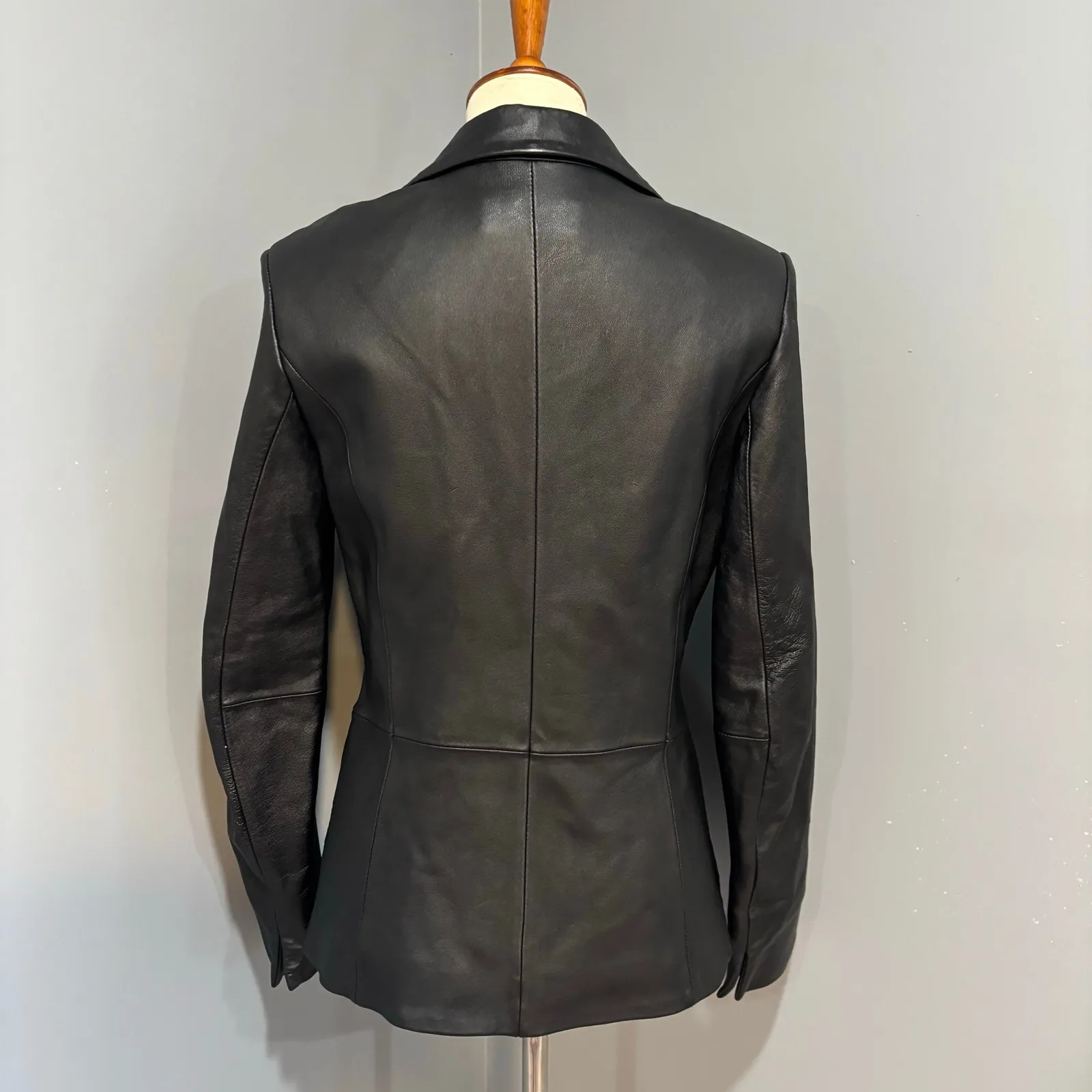 Jaclyn Smith Black Leather Jacket Vtg 90s Tailored Classic Career Wear, Size M - Image 2